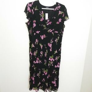 Avenue Black and Pink Floral Maxi Dress